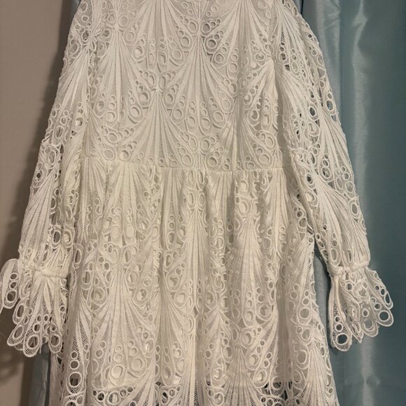 White Lace Long Sleeve Dress - Picture 3 of 4